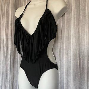 Black monokini with fringe - SEXY!!! size L